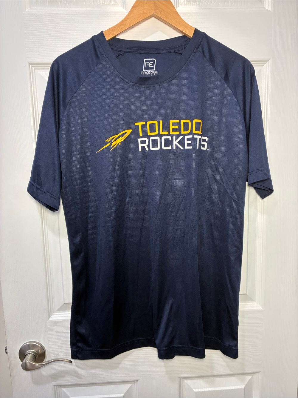 Pro Edge Navy Toledo Rockets Athletic Tee with Yellow Accent